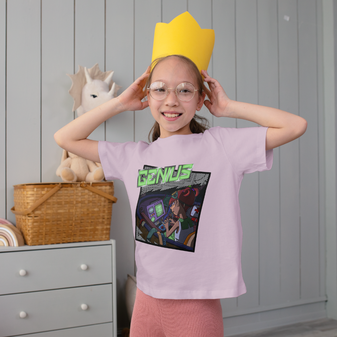 blinky the girl genius tee – stem nerdy cute kid shirt