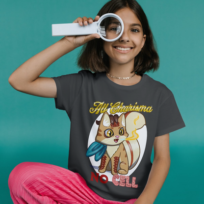 Bennie the Dragonborn Barbarian "All Charisma, No Cell" Kid's T-Shirt