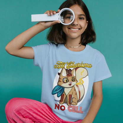 Bennie the Dragonborn Barbarian "All Charisma, No Cell" Kid's T-Shirt