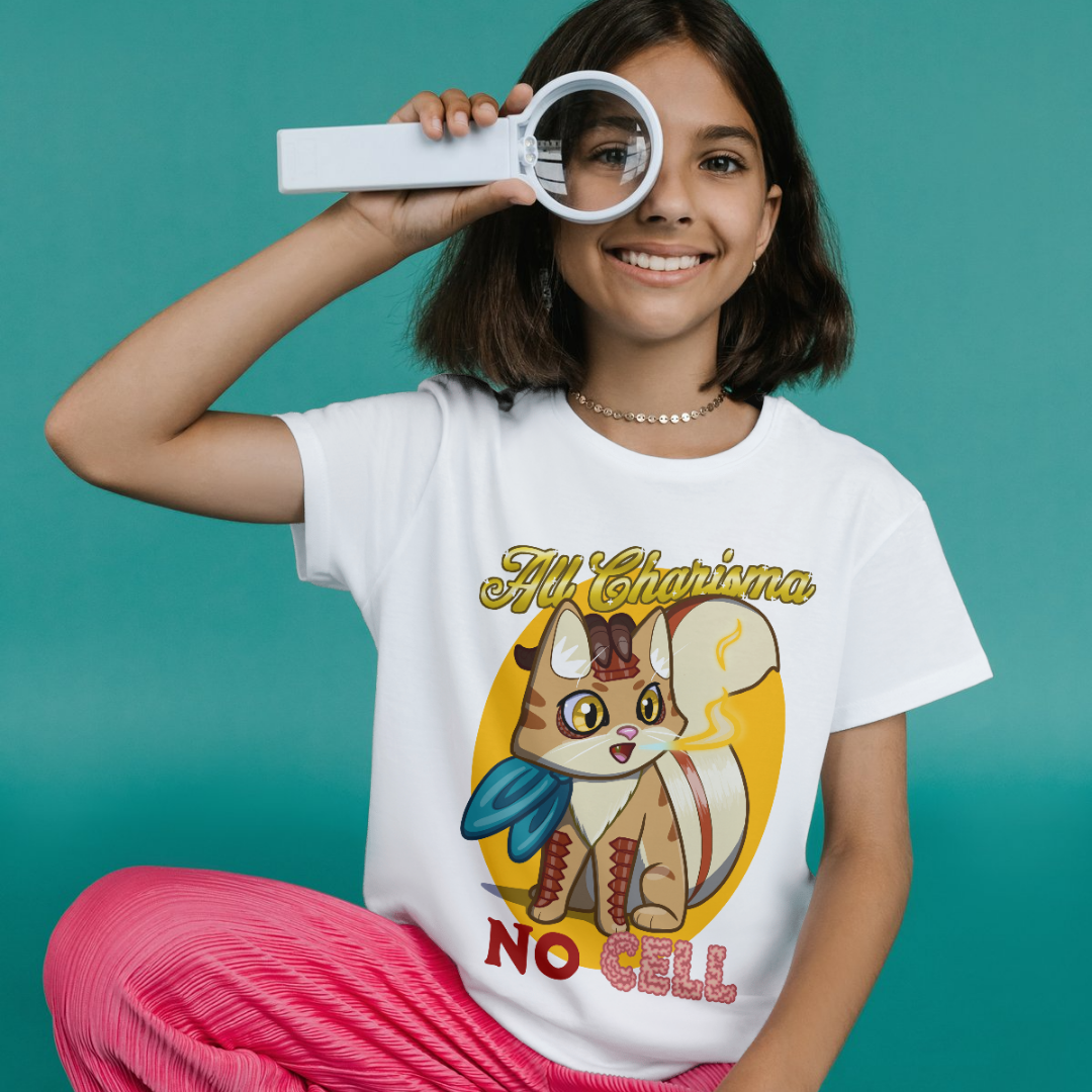 bennie the dragonborn barbarian "all charisma, no cell" kid's t-shirt