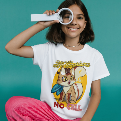 Bennie the Dragonborn Barbarian "All Charisma, No Cell" Kid's T-Shirt