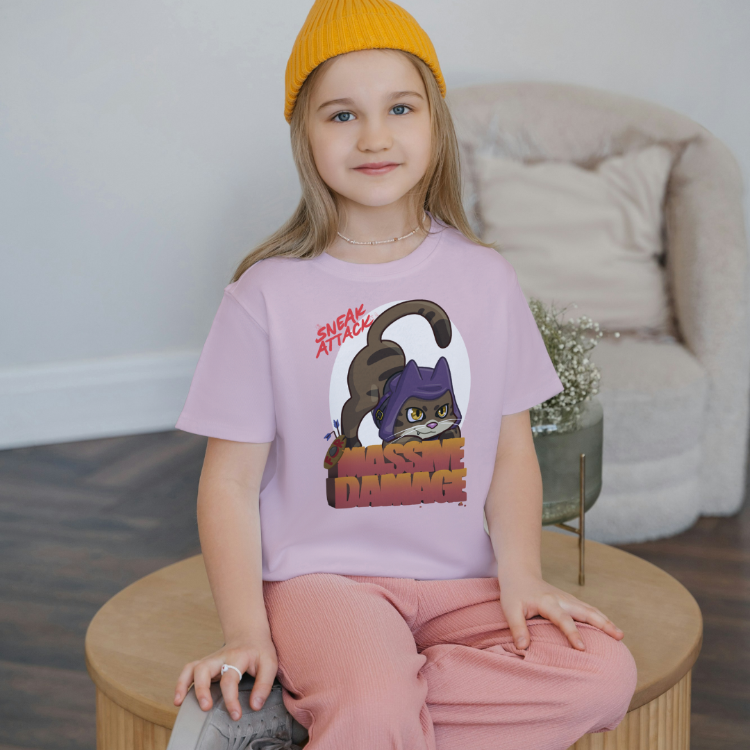geno the halfling rogue "sneak attack for massive damage" kid's t-shirt