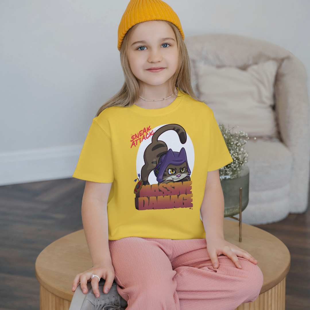 geno the halfling rogue "sneak attack for massive damage" kid's t-shirt