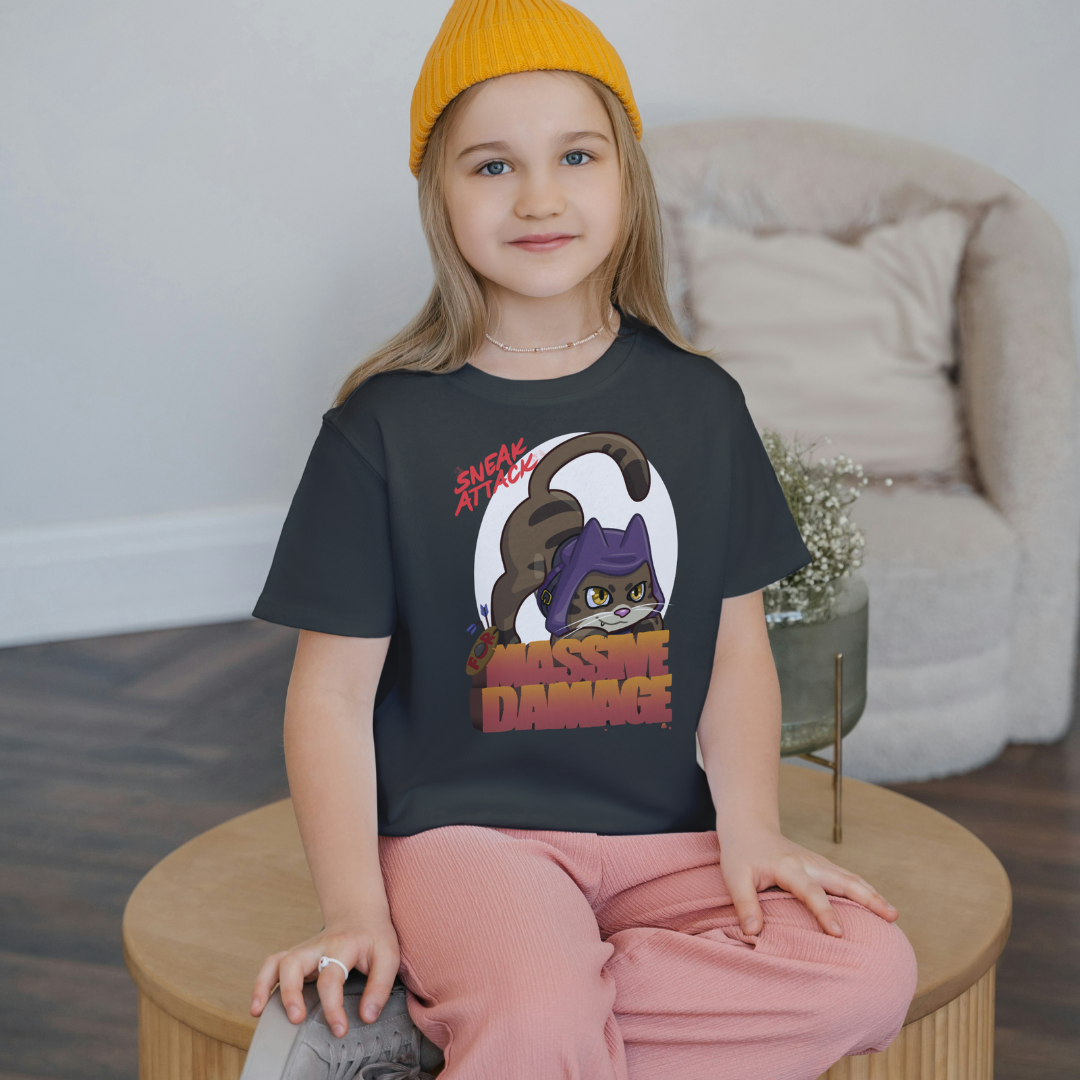 geno the halfling rogue "sneak attack for massive damage" kid's t-shirt