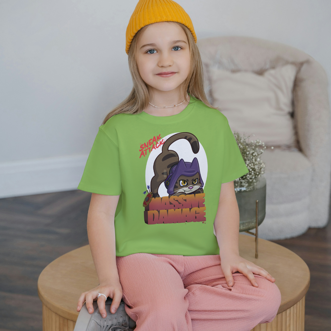 geno the halfling rogue "sneak attack for massive damage" kid's t-shirt
