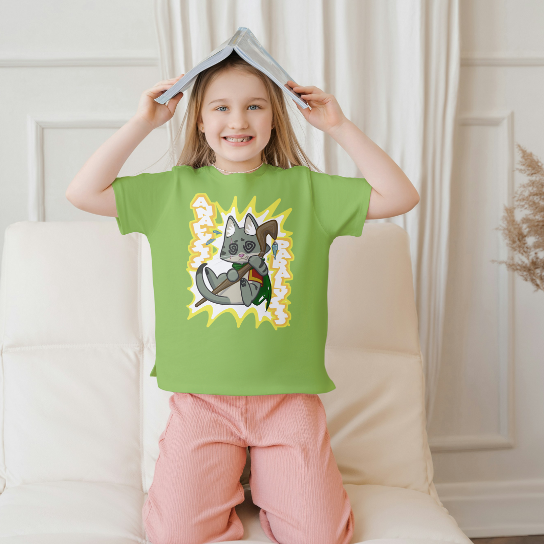 joey the half-orc druid "analysis paralysis" kid's t-shirt