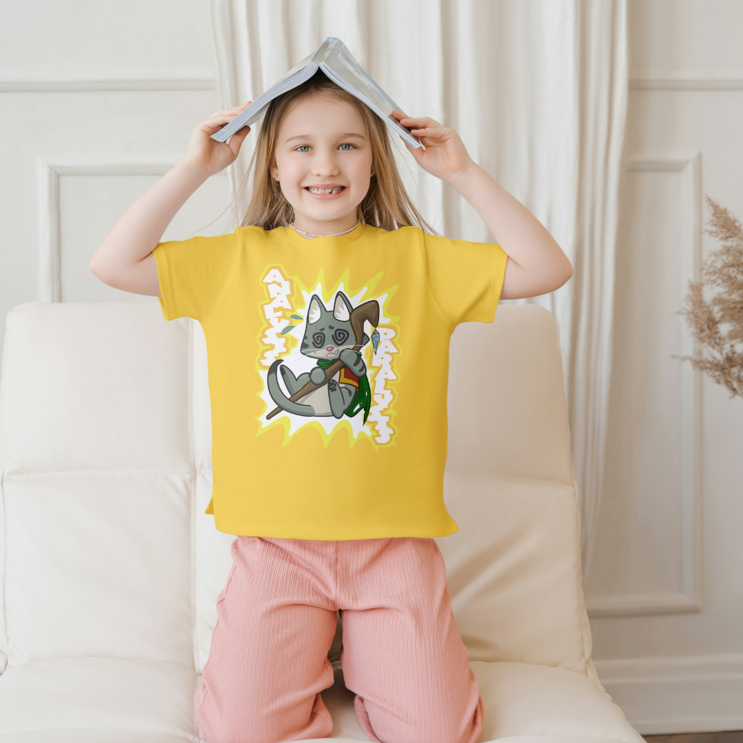 joey the half-orc druid "analysis paralysis" kid's t-shirt
