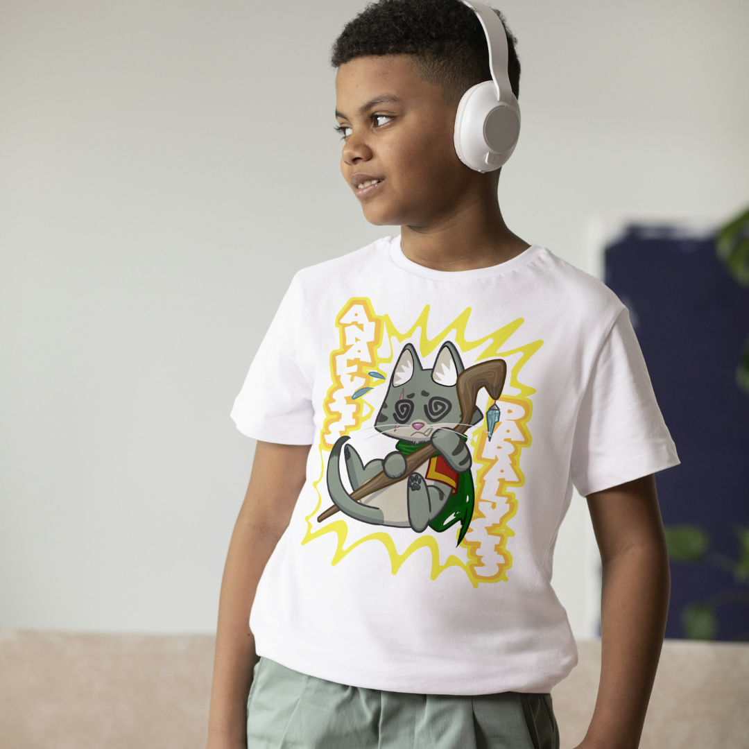 joey the half-orc druid "analysis paralysis" kid's t-shirt