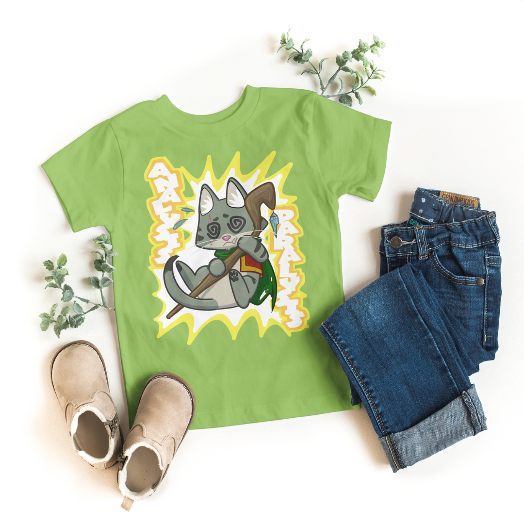 joey the half-orc druid "analysis paralysis" kid's t-shirt