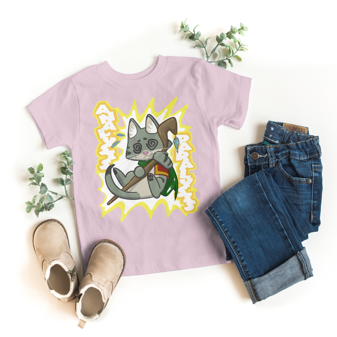joey the half-orc druid "analysis paralysis" kid's t-shirt