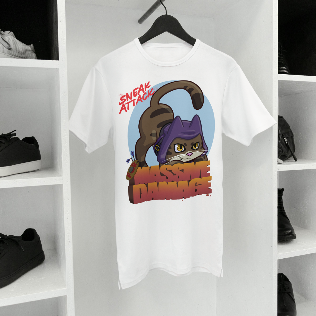 geno the halfling rogue "sneak attack for massive damage" t-shirt