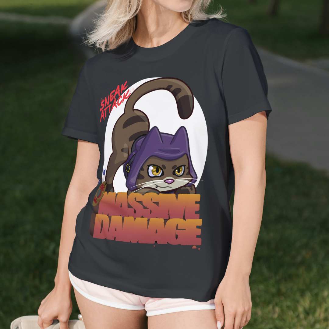 geno the halfling rogue "sneak attack for massive damage" t-shirt
