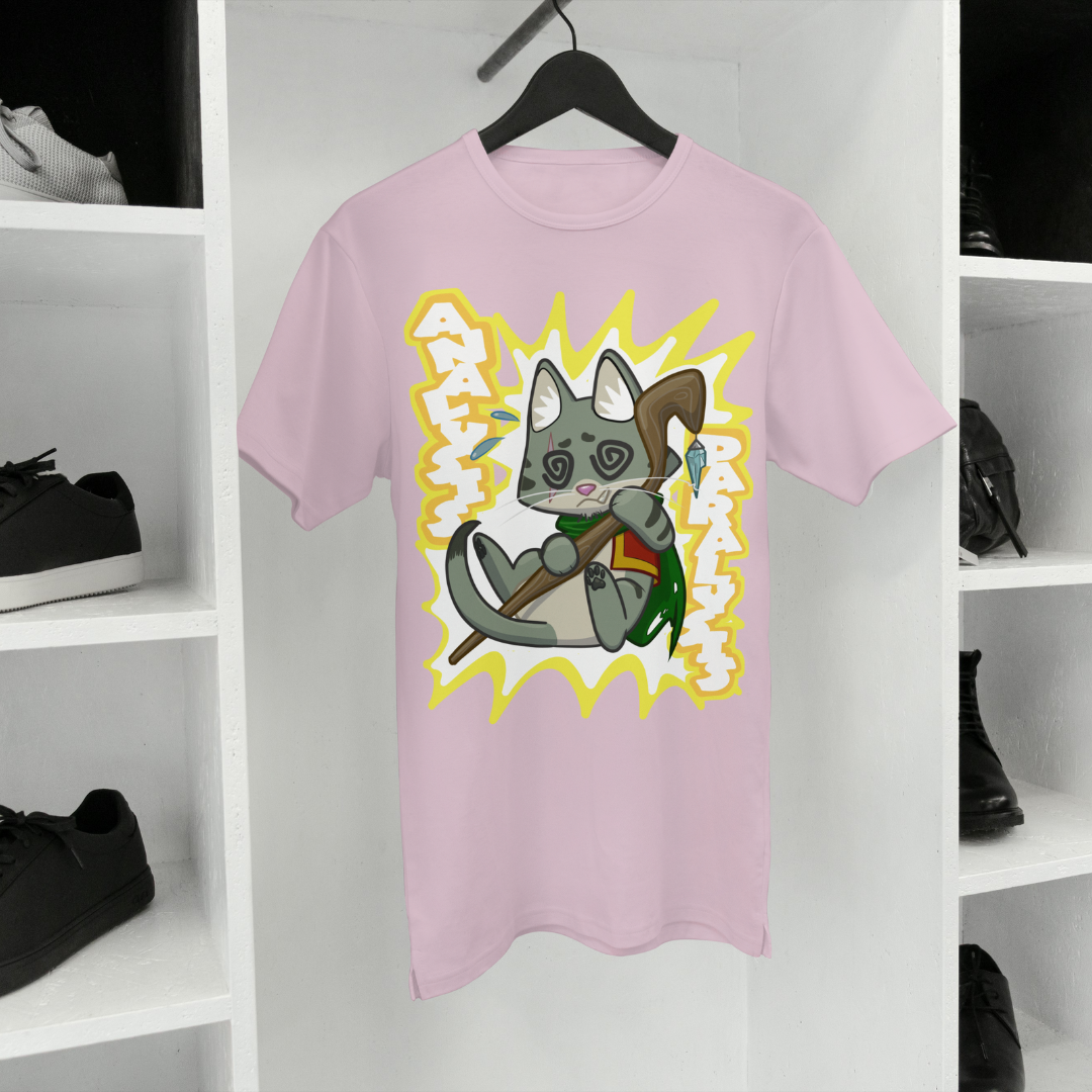joey the half orc druid "analysis paralysis" t-shirt