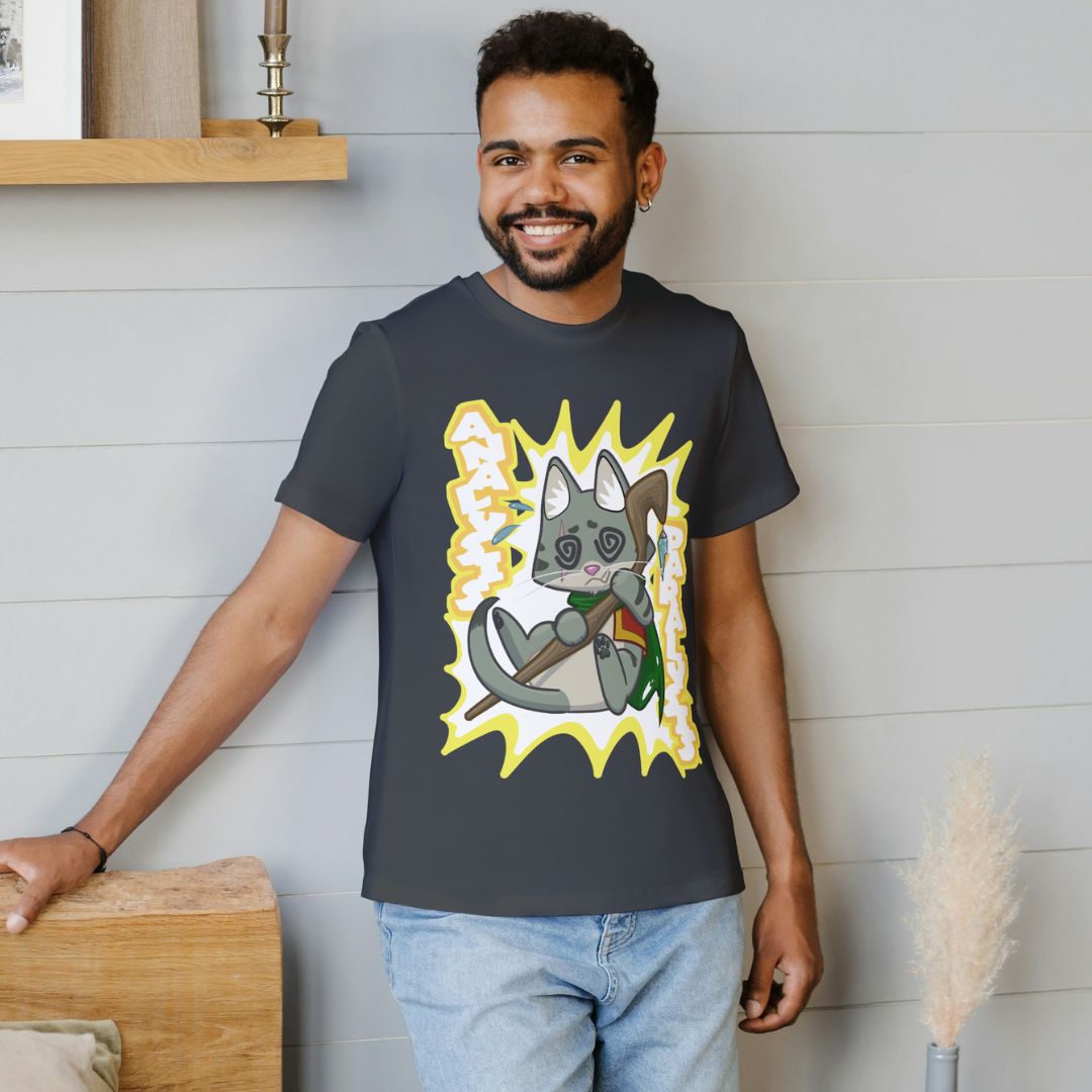 joey the half orc druid "analysis paralysis" t-shirt