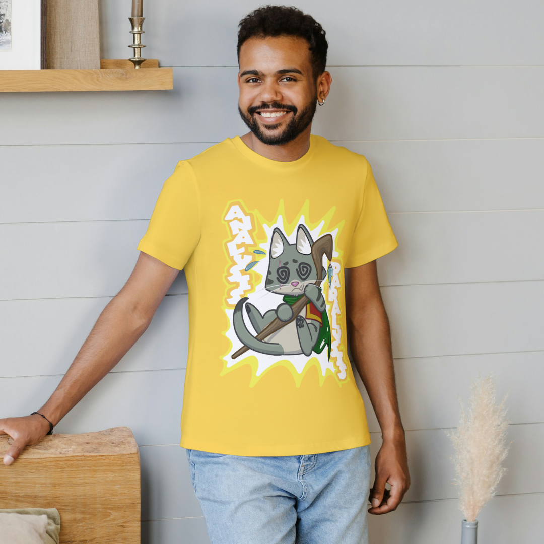 joey the half orc druid "analysis paralysis" t-shirt