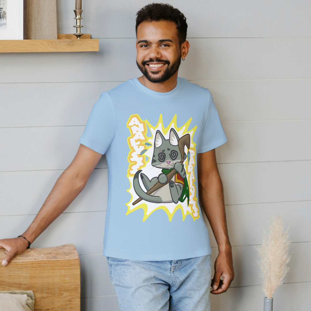 joey the half orc druid "analysis paralysis" t-shirt