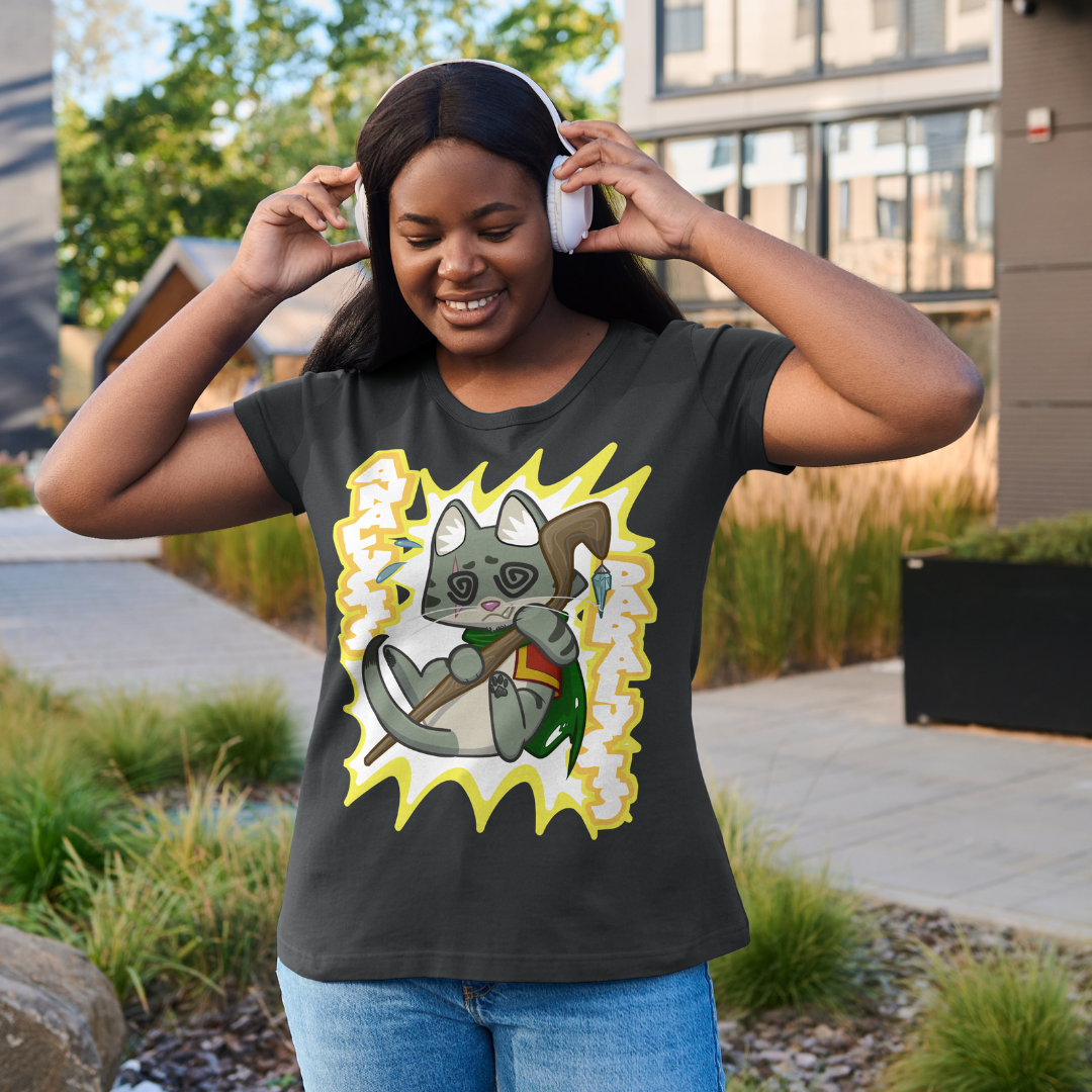joey the half orc druid "analysis paralysis" t-shirt