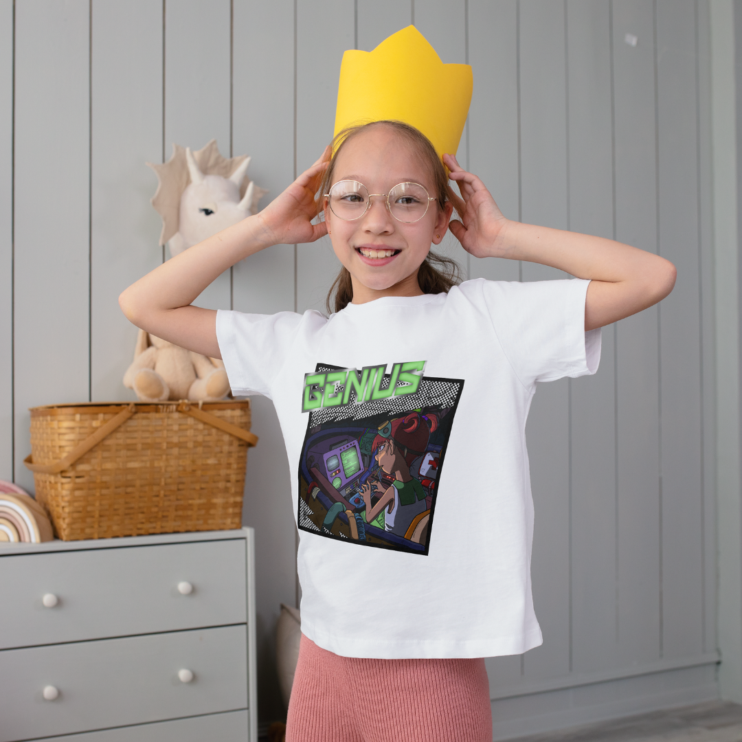 blinky the girl genius tee – stem nerdy cute kid shirt