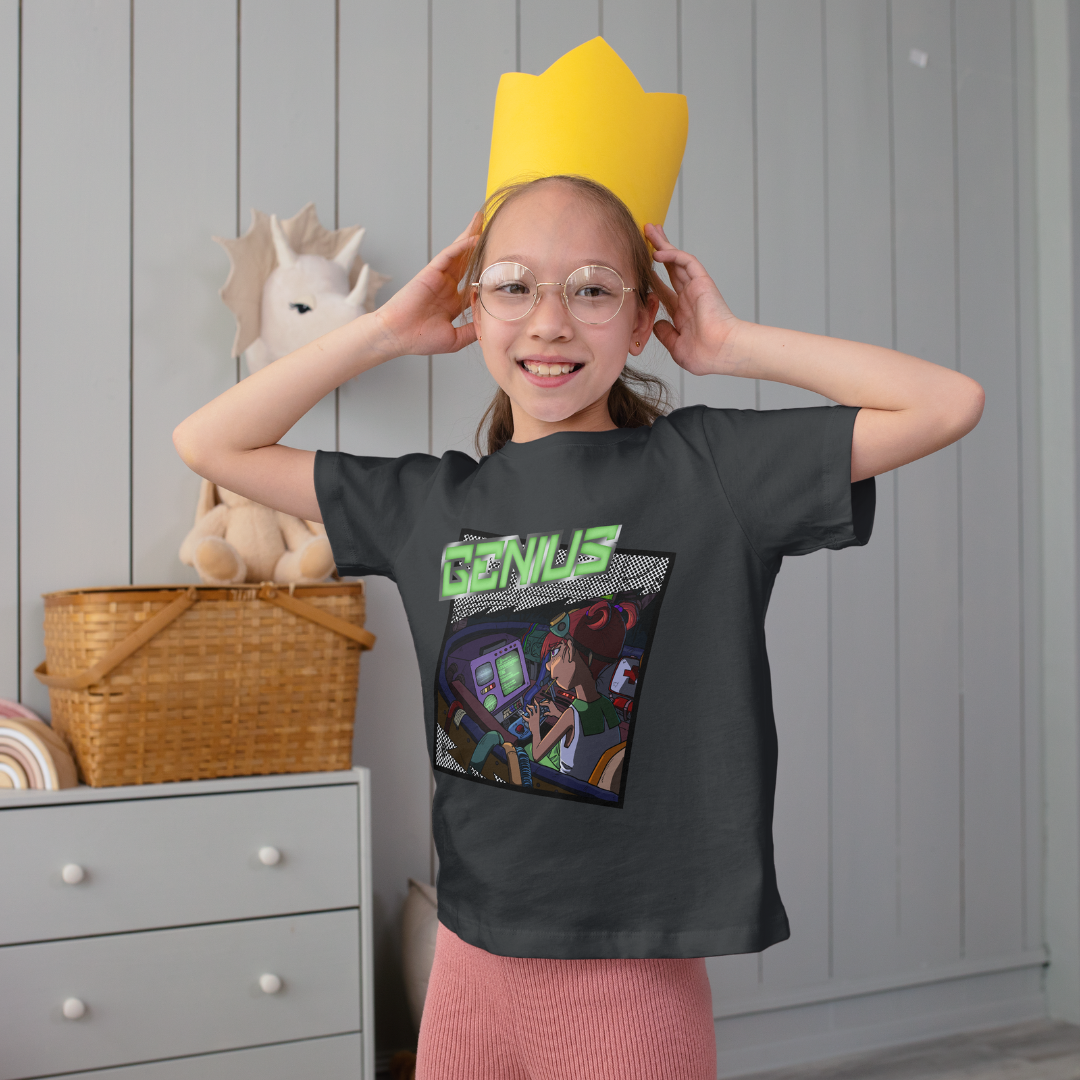 blinky the girl genius tee – stem nerdy cute kid shirt