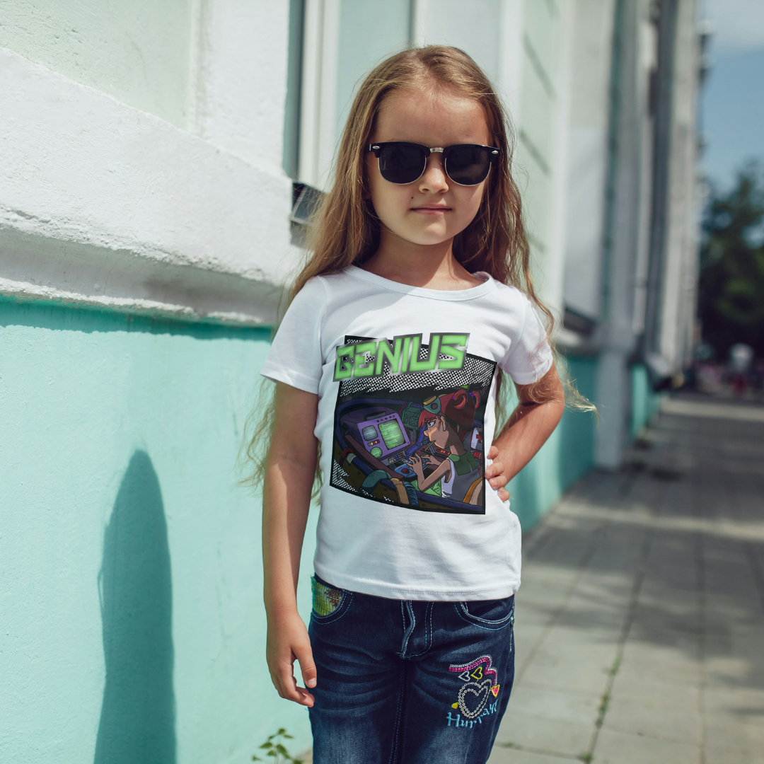 blinky the girl genius tee – stem nerdy cute kid shirt