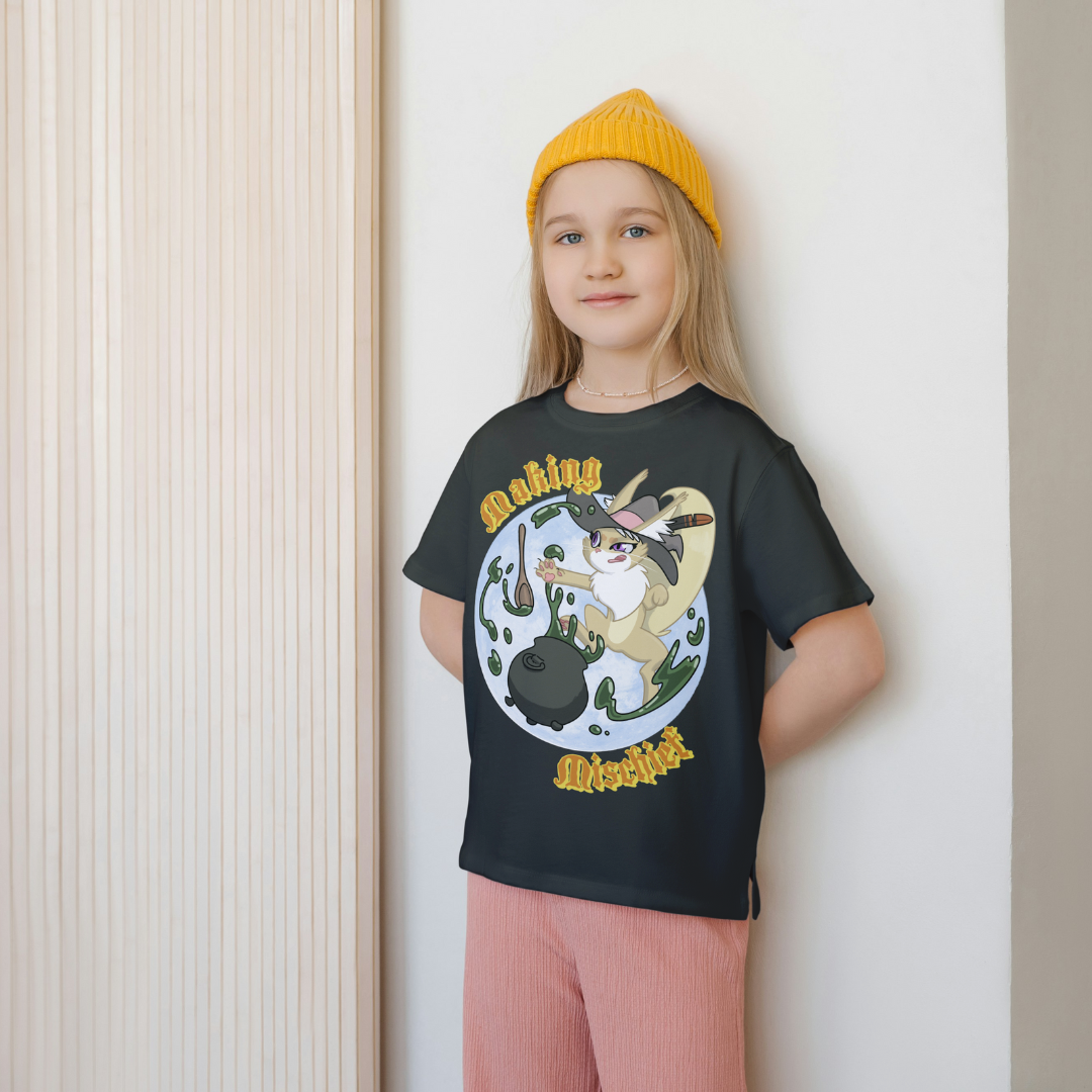 cleo the elven sorceress "making mischief" kid's t-shirt
